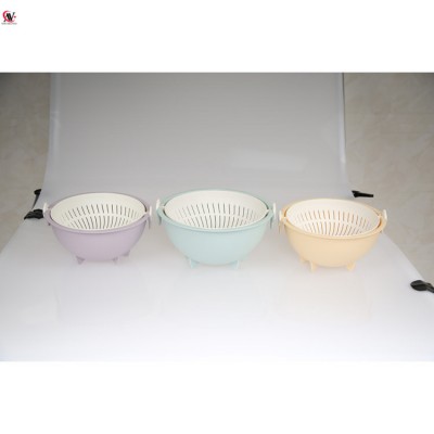 kitchen strainer  2 in 1 plastic flexible round fruits sieve with tray