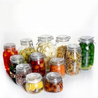 Wholesale 450ml 700ml 1000ml 1500ml Kitchen Storage Glass Jar  with Clip Lid