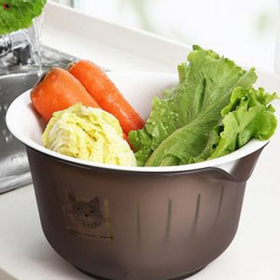 plastic 2 in 1 fruits sieve with tray round colander with translucent tray