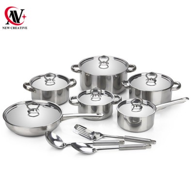 eco-friendly cookware 15 pcs stainless steel kitchen tableware set