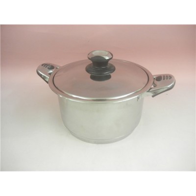 24CM stainless steel soup pot pan with double handle and cover