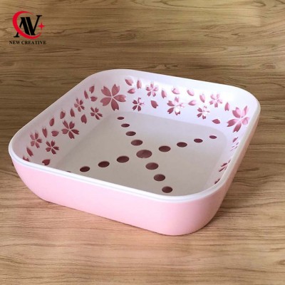 plastic square vegetable storage food plate fruit sieve with tray