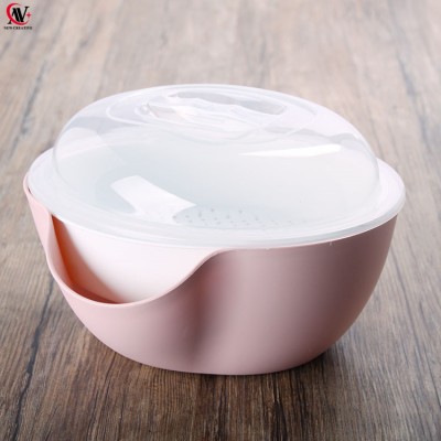 Plastic round colander with tray Vegetable Fruit Plastic Storage Sieve with Lid