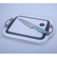 Collapsible kitchen folding chop cutting board with drainer colander