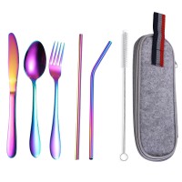 Stainless steel camping outdoor portable tableware set outdoor knife and fork spoon chopsticks set travel portable cutlery set